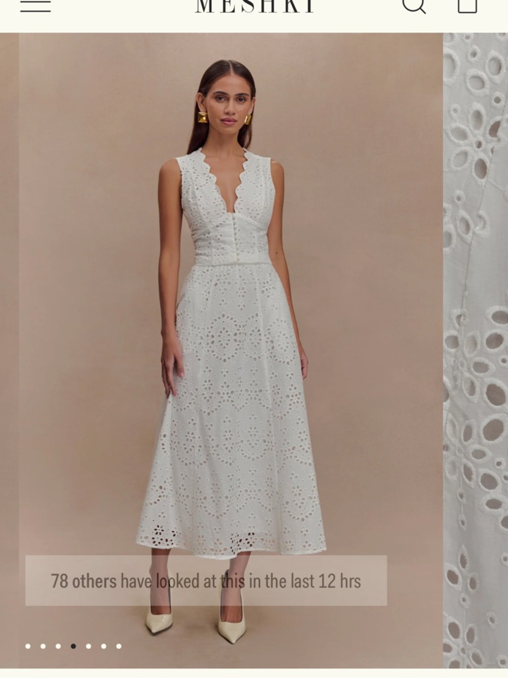 Meshki White Scalloped Eyelet Midi/Maxi Skirt and Top